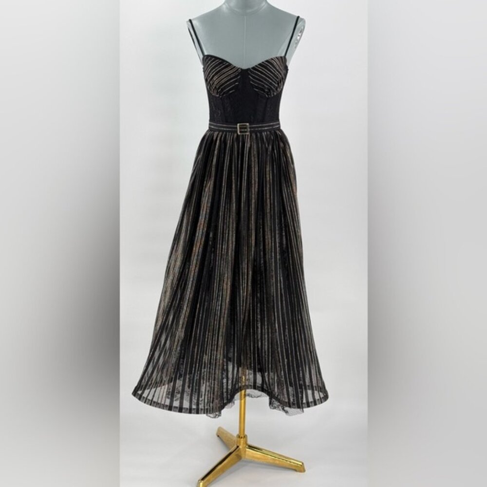 🆕 PATBO 🧿 NWOT Prism Lace & Lurex Metallic Thread Midi-Dress, Sz BR 36 US 4 - Picture 2 of 15